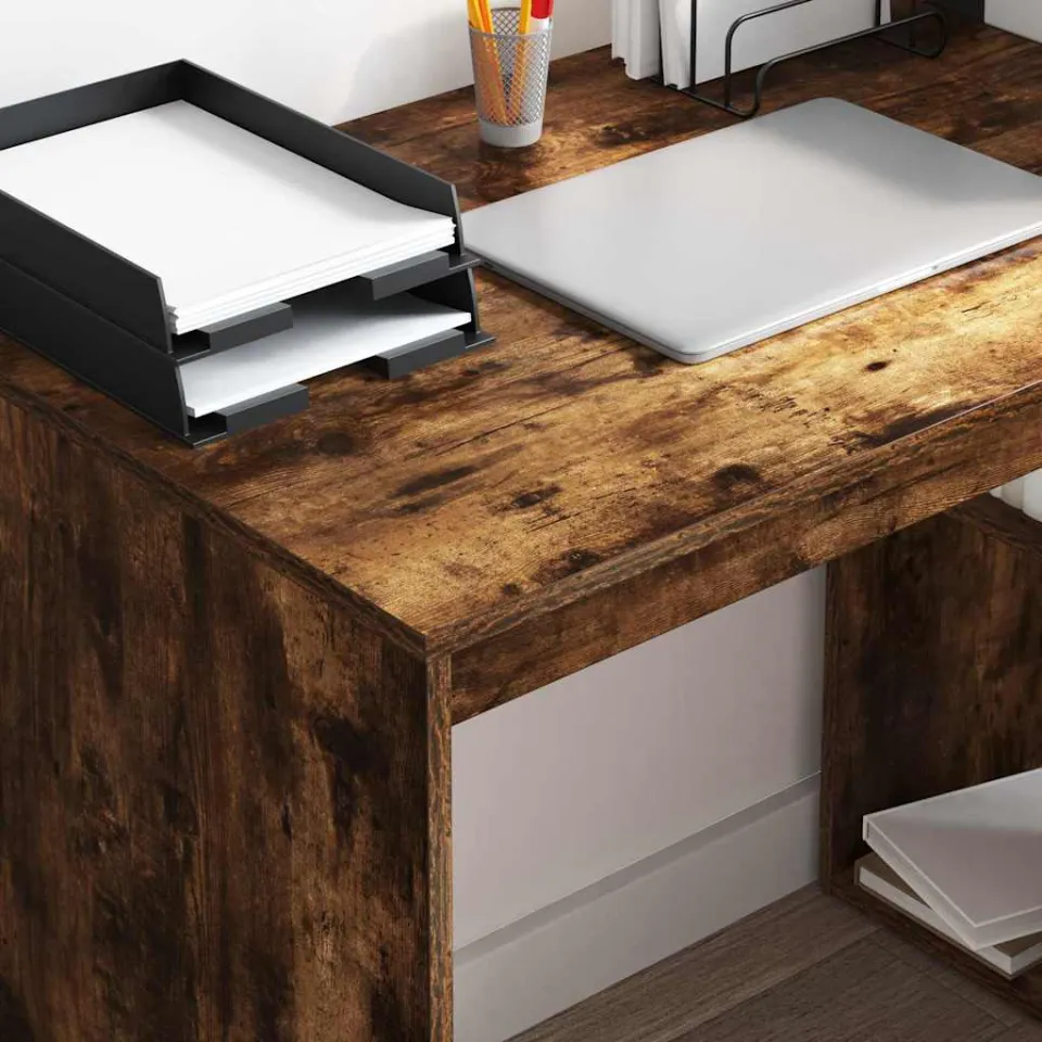 vidaXL Bureau Gerookt eiken 108 x 55 x 103 cm Bewerkt hout, foto 4