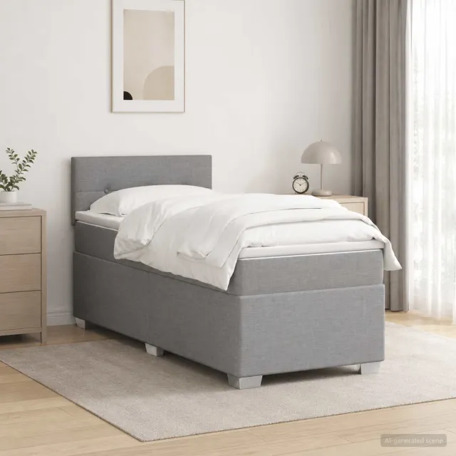 vidaXL Boxspringbed met matras Lichtgrijs 90 x 190cm Stof