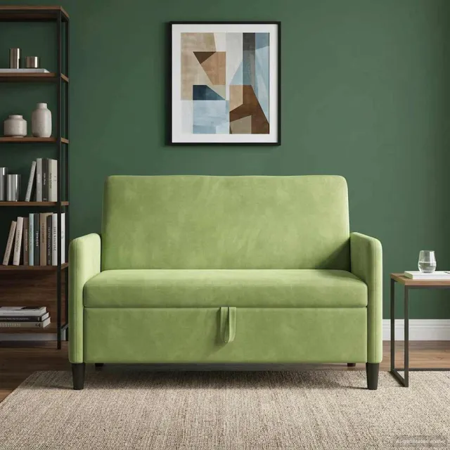 vidaXL Bank met opslag 2-zits Lichtgroen 122 x 78 x 87 cm Polyester