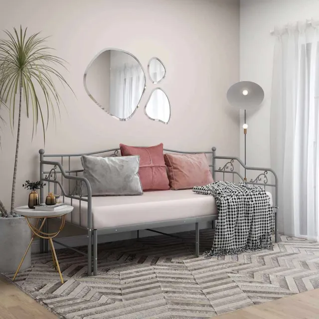 vidaXL Slaapbank uittrekbaar metaal grijs 90x200 cm