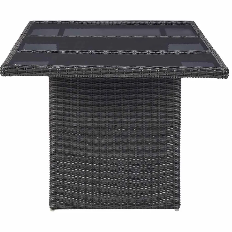 vidaXL Tuintafel 200x100x74 cm glas en poly rattan zwart, foto 3