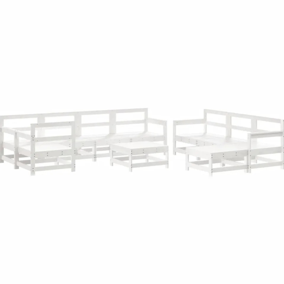 vidaXL 10-delige Loungeset met kussens massief hout wit