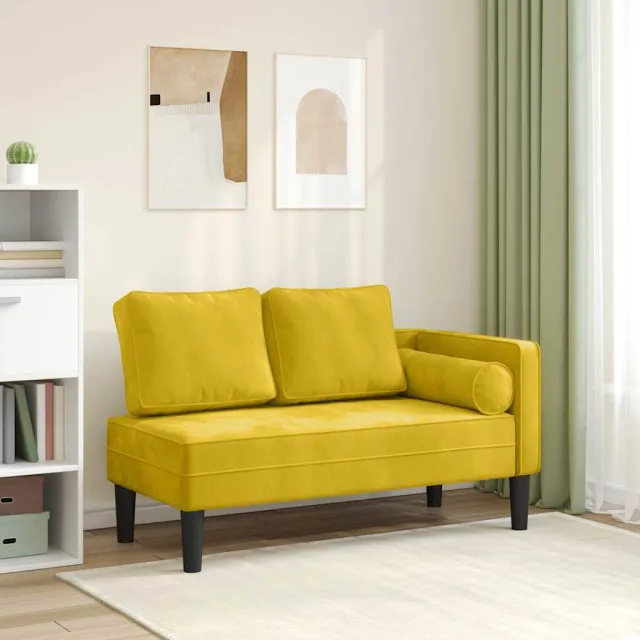 vidaXL Chaise longue met kussens fluweel geel, foto 2