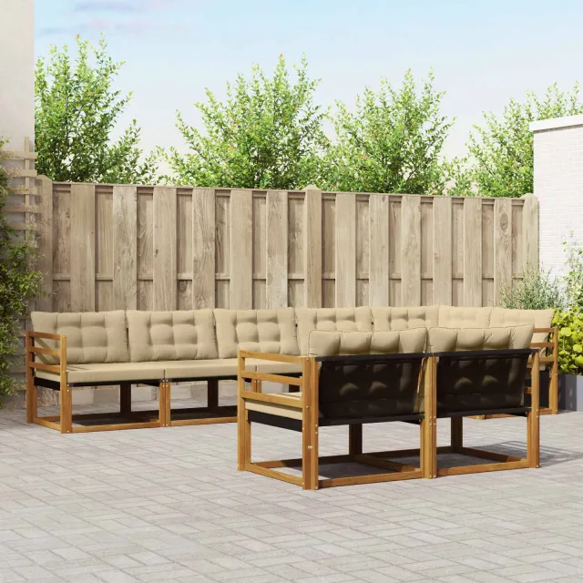 vidaXL Buiten bankenset 8 st 8-zits Natuurlijk en Beige