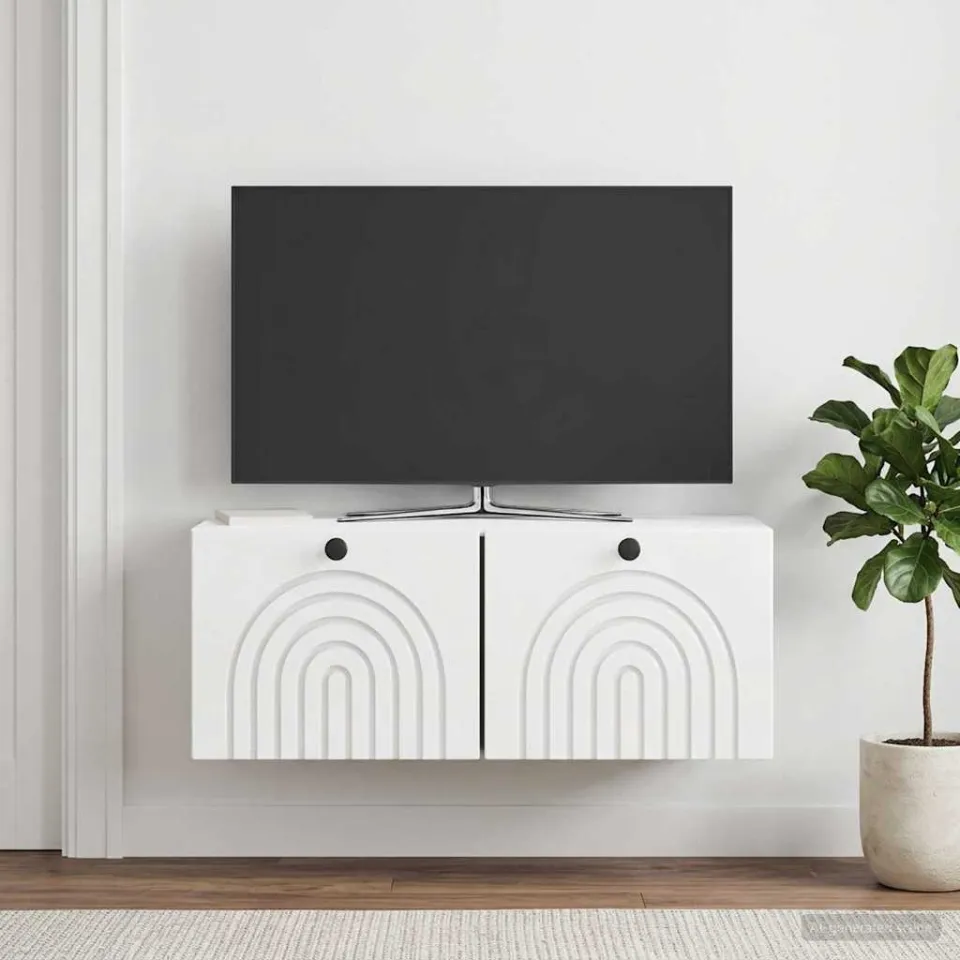 vidaXL Wandbeugel TV-kast Hoogglans Wit 78,5 x 31 x 30 cm Bewerkt hout, foto 4