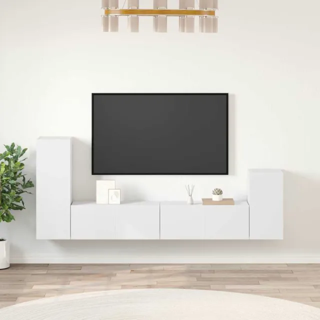 vidaXL 4-delige Tv-meubelset bewerkt hout wit