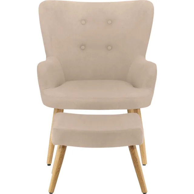 Notio Living Coco-Accentstoel & Kruk - Crème Microvezel