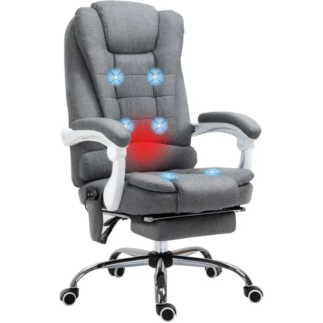 Vinsetto bureaustoel met massagefunctie - 65x70x111-119 cm - grijs