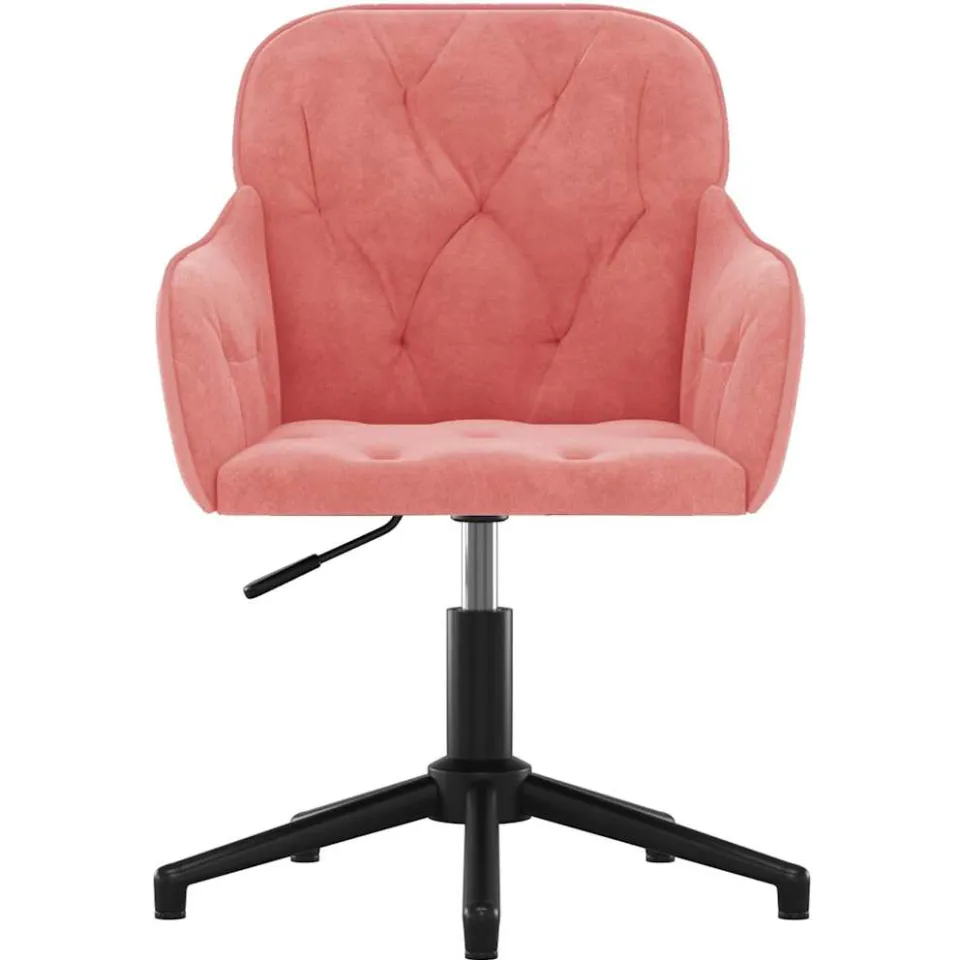 vidaXL Eetkamerstoelen draaibaar 2 st fluweel roze, foto 4
