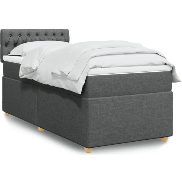 vidaXL Boxspring met matras stof donkergrijs 90x200 cm grijs