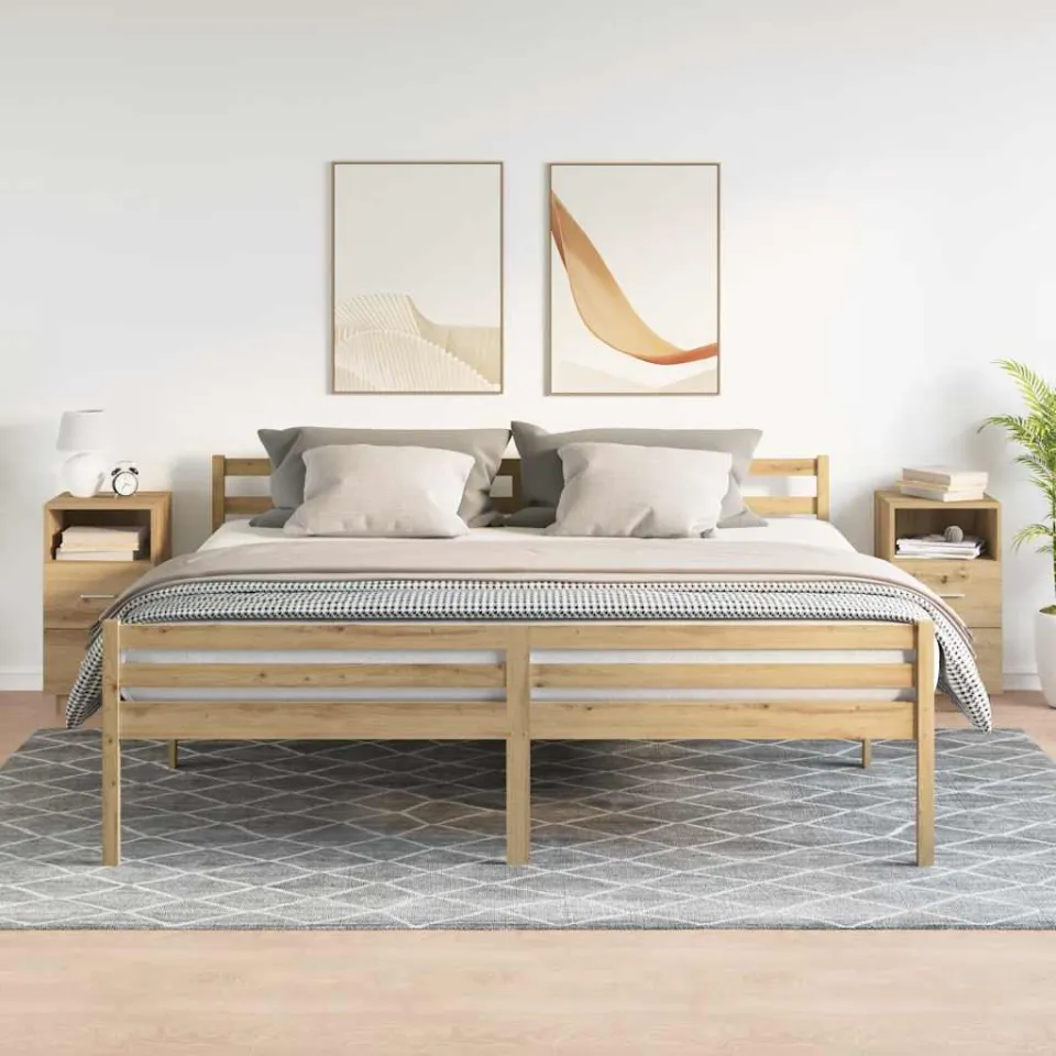 vidaXL Nachtkastjes 2 st met 2 lades 36x36x68 cm artisanaal eiken, foto 2