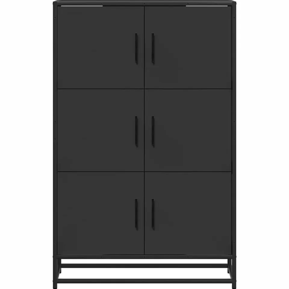 vidaXL Hoge kast 68x35x106,5 cm bewerkt hout en metaal zwart, foto 4