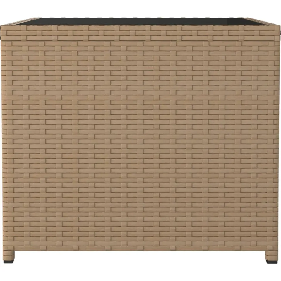 vidaXL Salontafel met glazen blad poly rattan en gehard glas beige, foto 4