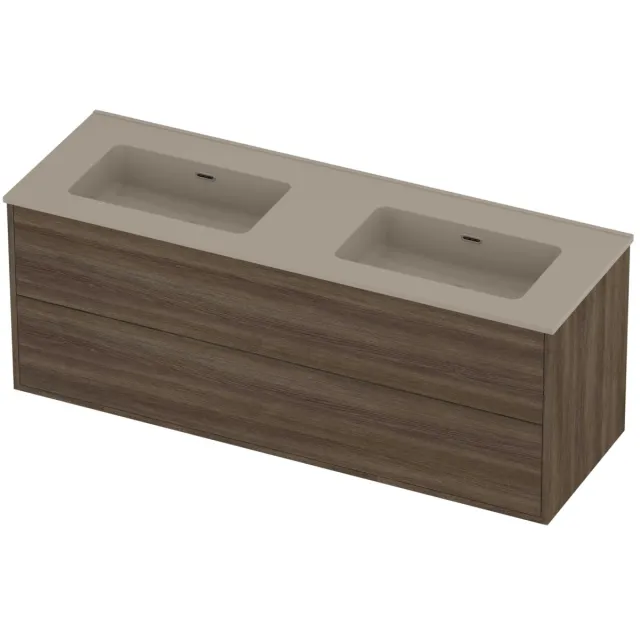 Proline Tribute Badmeubelset Porselein Elegant Dubbel 140x46x54 cm Mat Crème Cotton Vital Oak Eiken