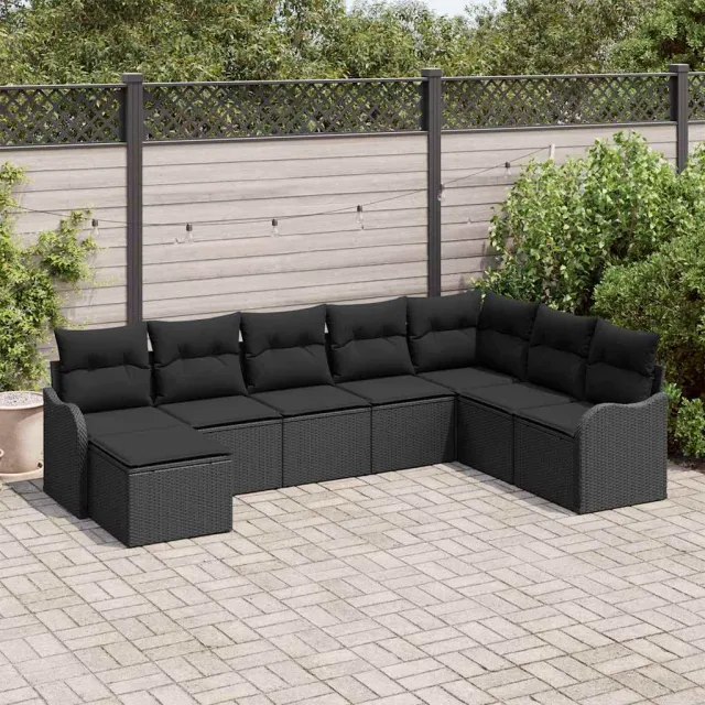 vidaXL Tuin Sofa Set 8 st Zwart poly rattan, foto 2