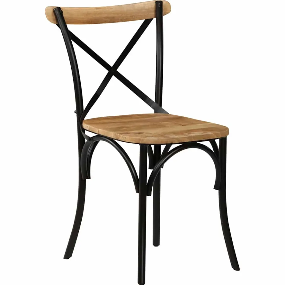 vidaXL Kruisstoelen 6 st massief mangohout zwart, foto 2