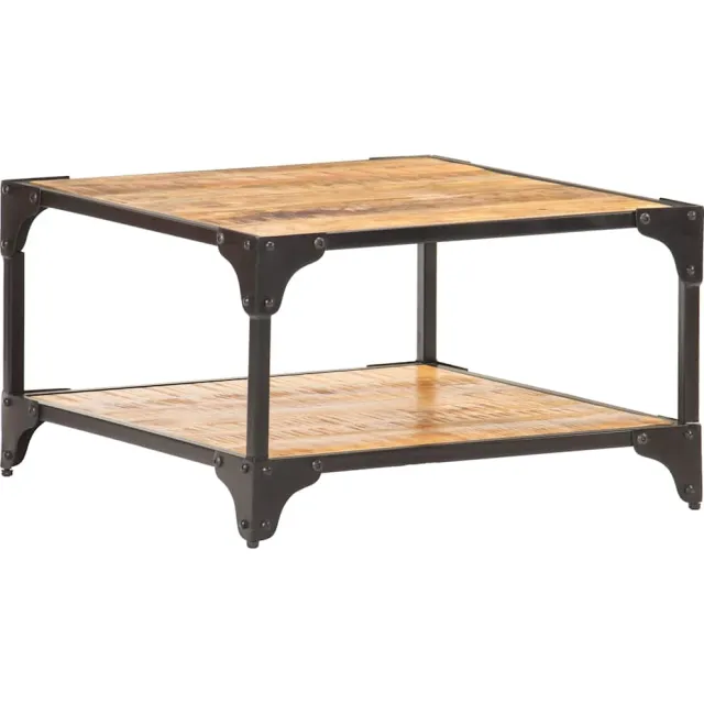 vidaXL Salontafel 60x60x35 cm massief mangohout bruin, foto 2