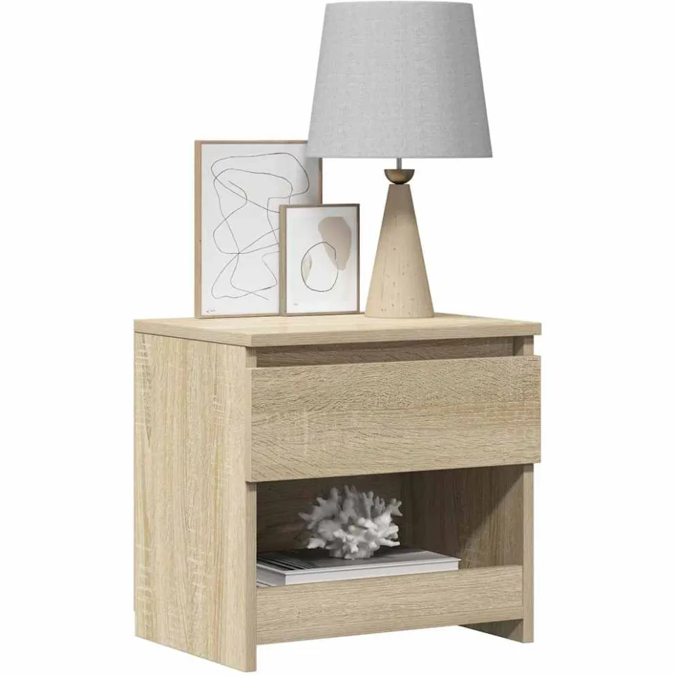 vidaXL Nachtkastjes 2 st 40x30x39 cm bewerkt hout sonoma eikenkleurig, foto 3