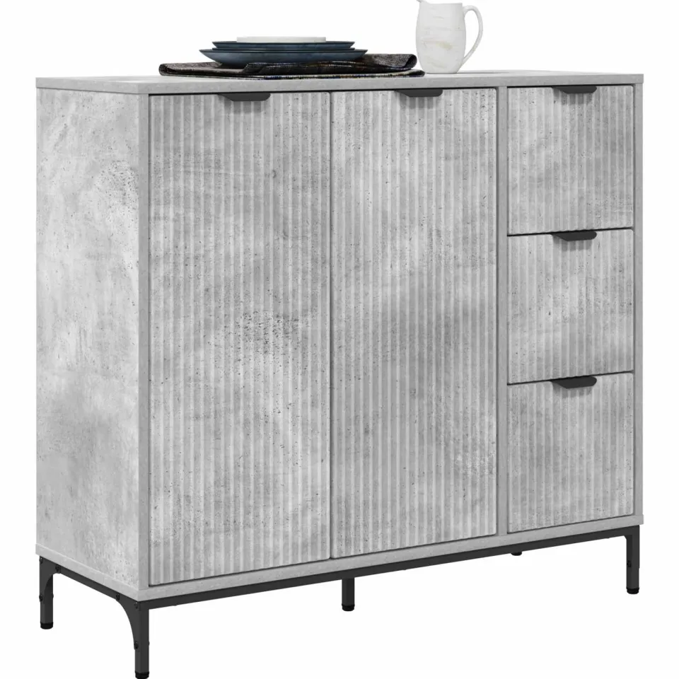 vidaXL Dressoir Beton Grijs 89,5 x 33 x 82 cm Bewerkt hout