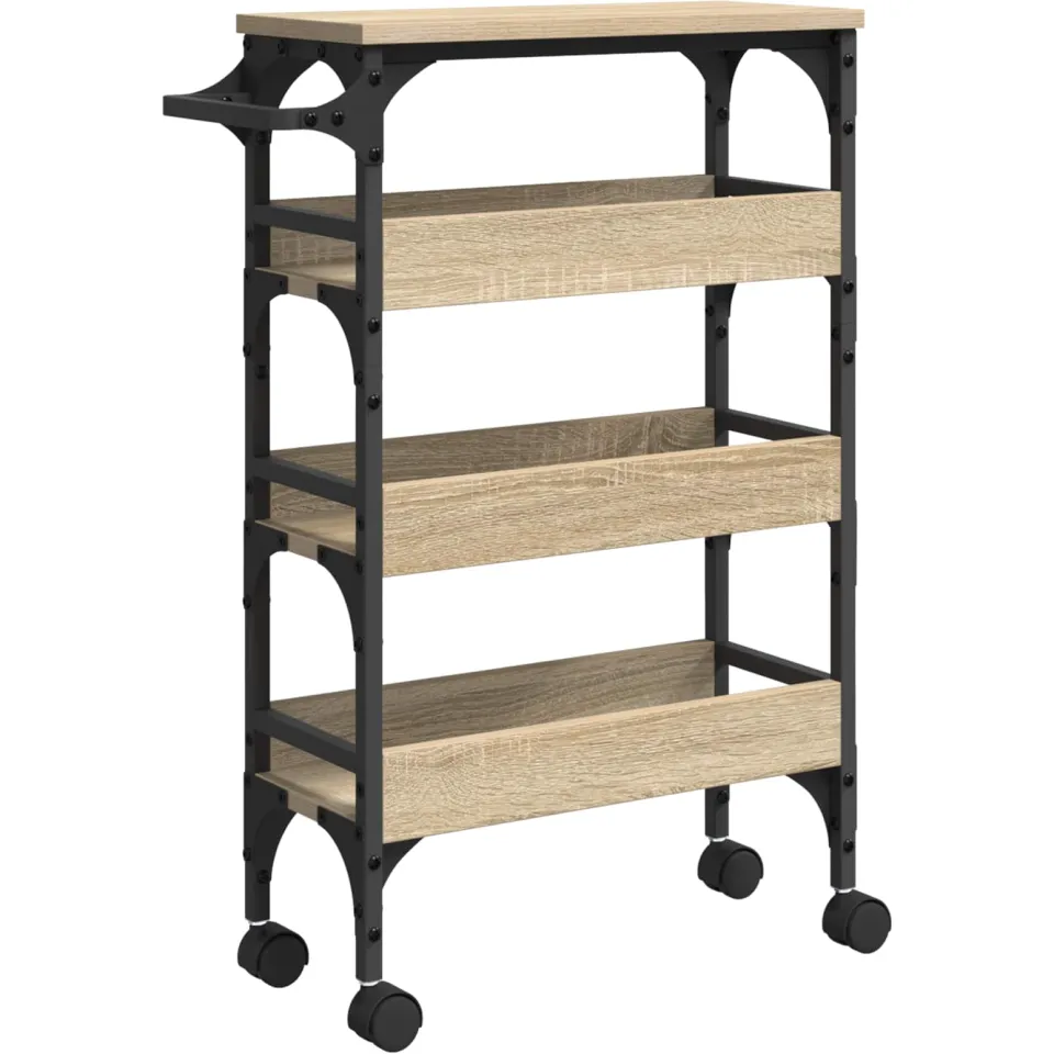 vidaXL Keuken Trolley Sonoma Eiken 53 x 20 x 76 cm Bewerkt hout, foto 3