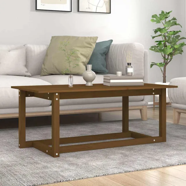 vidaXL Salontafel 110x55x45 cm massief grenenhout honingbruin bruin, foto 2