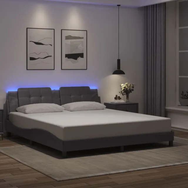 vidaXL Bedframe met LED zonder matras "Zadar" zwart 180x200 cm Grijs