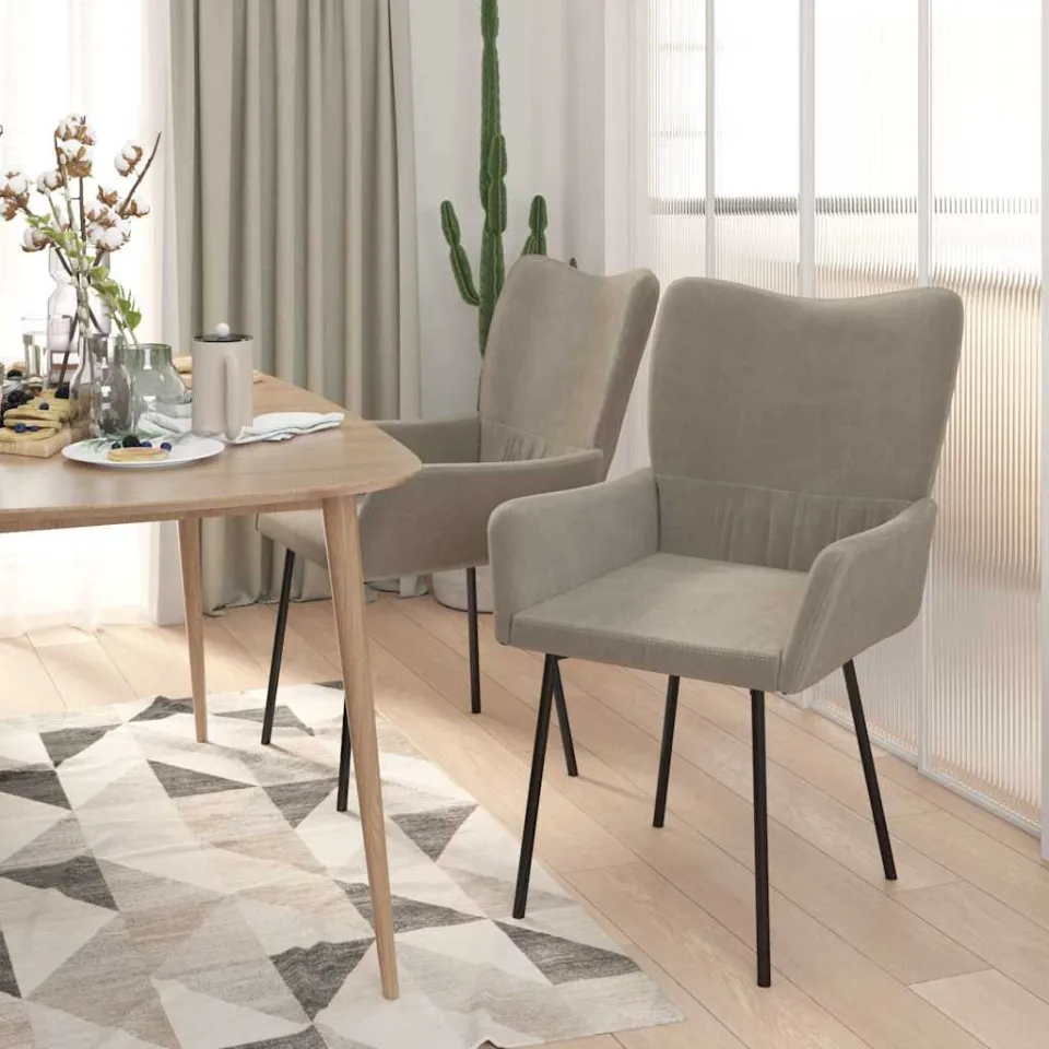 vidaXL Eetkamerstoelen 2 st fluweel lichtgrijs grijs, foto 3