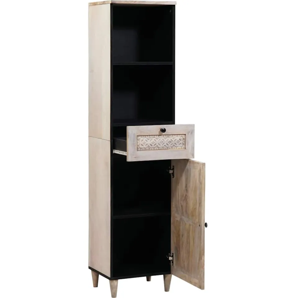 vidaXL Badkamerkast met lade Wit 38 x 33 x 160 cm Bewerkt hout, foto 2
