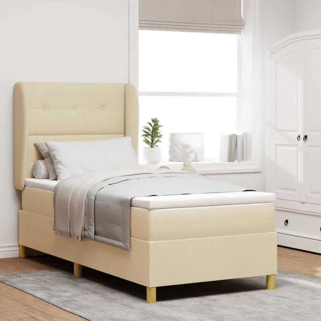 vidaXL Boxspringbed met hoofdeinde Crème 200 x 90 cm Stof