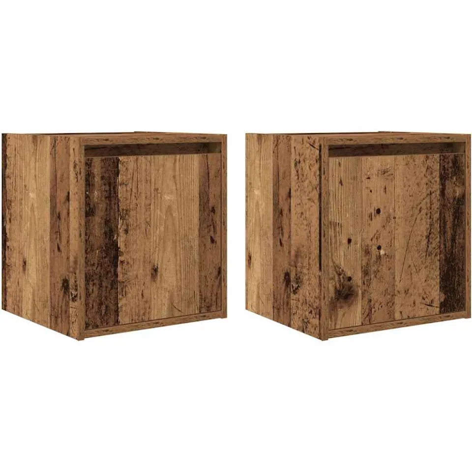 vidaXL Nachtkastjes wandgemonteerd 2 st 38x34x40 cm oud houtkleurig Bruin