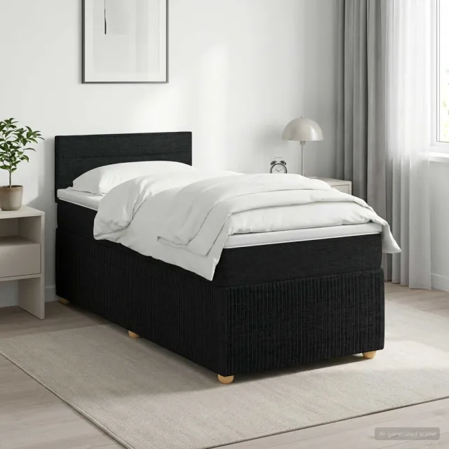 vidaXL Boxspringbed met matras met hoofdeinde Zwart 80 x 200 cm Stof