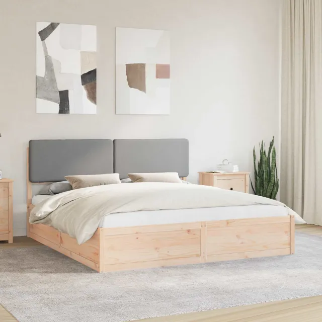 vidaXL Bedframe met Gevoerd Hoofdgedeelte Lichtgrijs 180 x 200 cm