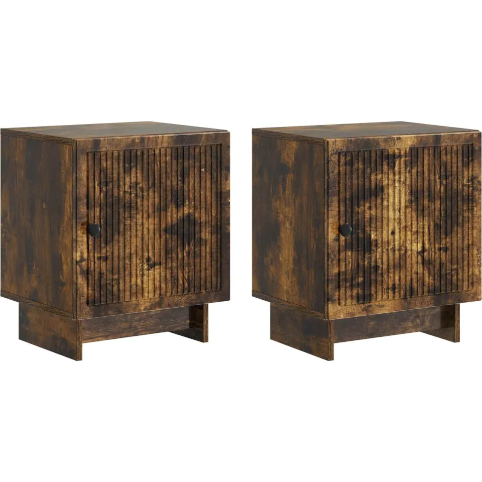 vidaXL Nachtkastje 2 st Gerookt eiken 43 x 34,5 x 50 cm Bewerkt hout, foto 3