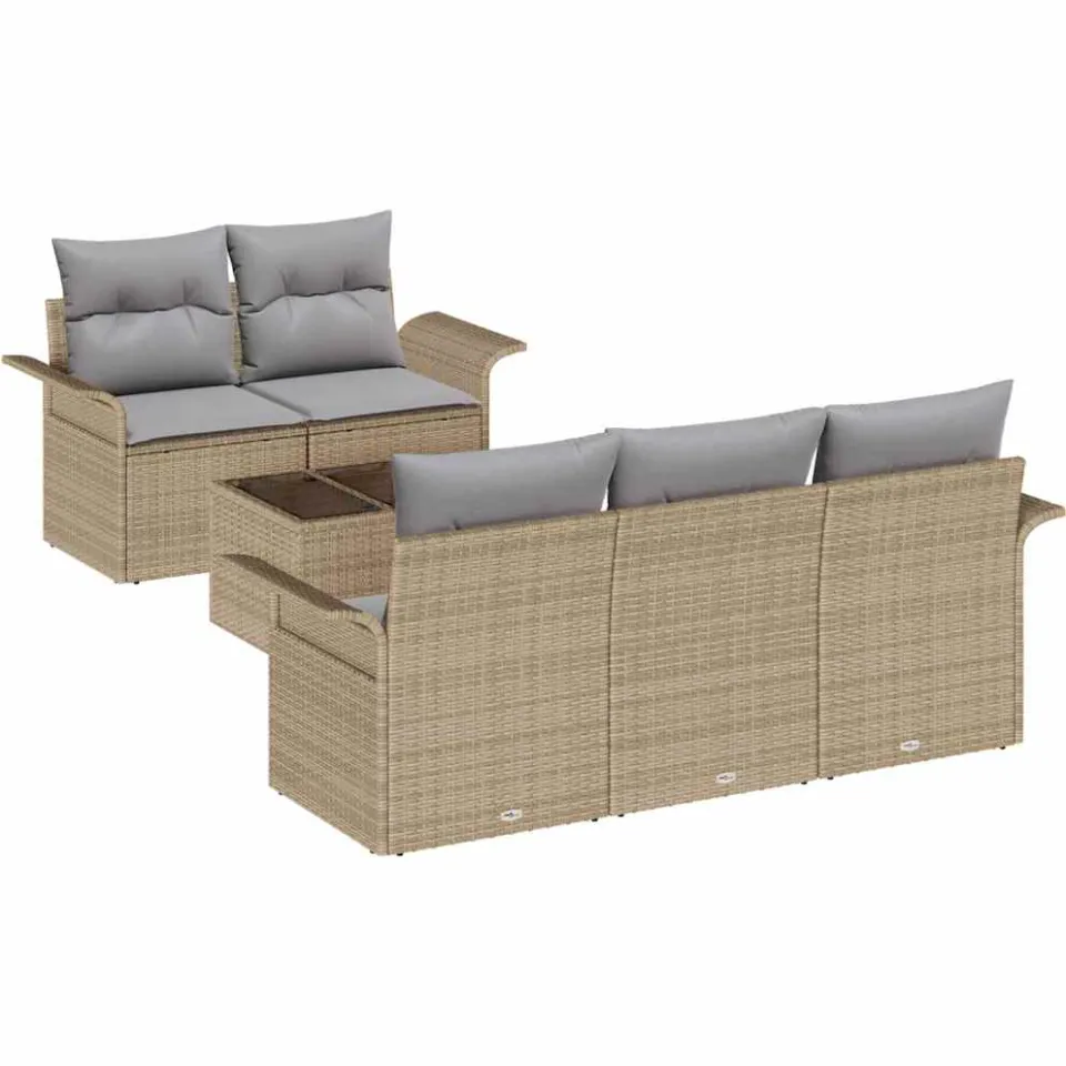 vidaXL Bankstel 6 st Beige poly rattan