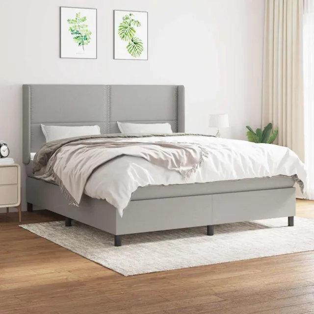 vidaXL Boxspring met matras stof lichtgrijs 180x200 cm grijs