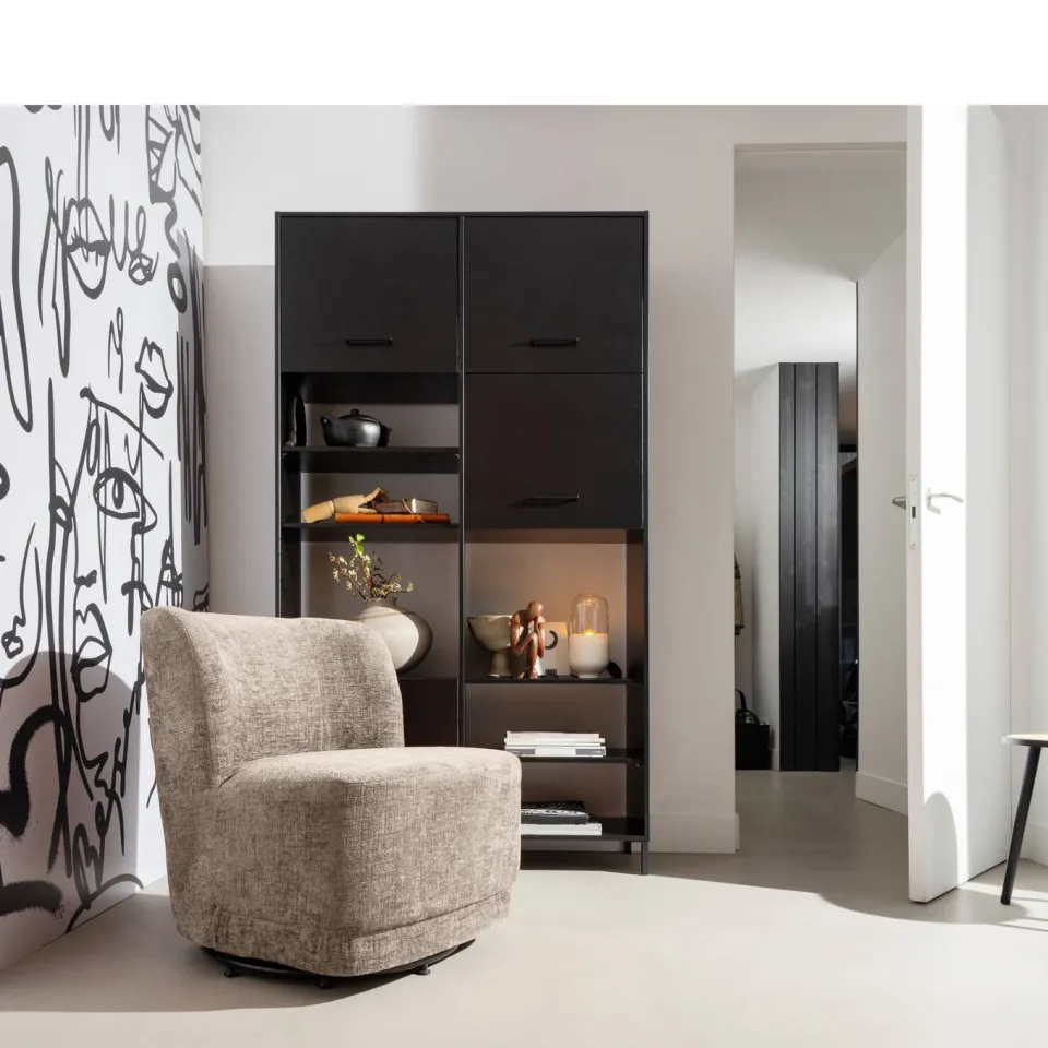 WOOOD Atty Draaifauteuil - Grove Melange - Grijs - 75x74x65, foto 3