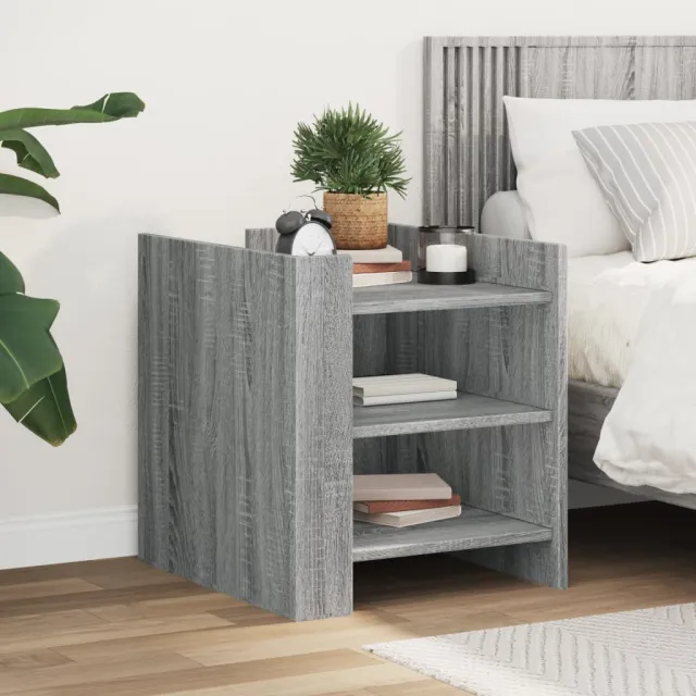 vidaXL Nachtkastje 45x50x50 cm bewerkt hout grijs sonoma eikenkleurig, foto 2