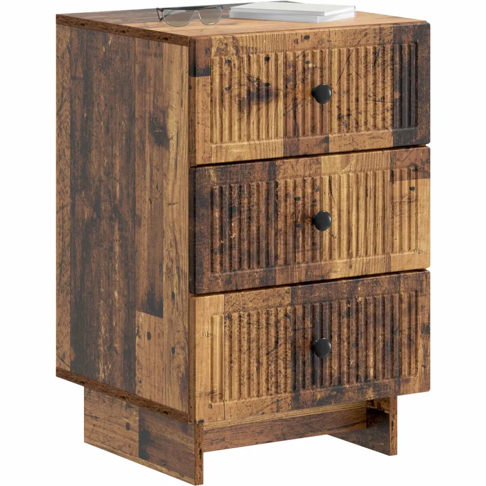 vidaXL Nachtkastje met lade Oud hout 43 x 41 x 66,5 cm Bewerkt hout Bruin