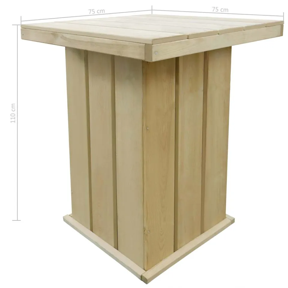vidaXL Bartafel 75x75x110 cm geïmpregneerd grenenhout Bruin