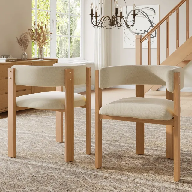 Merax Ergonomische eetstoelen - 2 stuks - met dikke kussens - geschikt voor slaapkamer - eetkamer en woonkamer Houtkleur