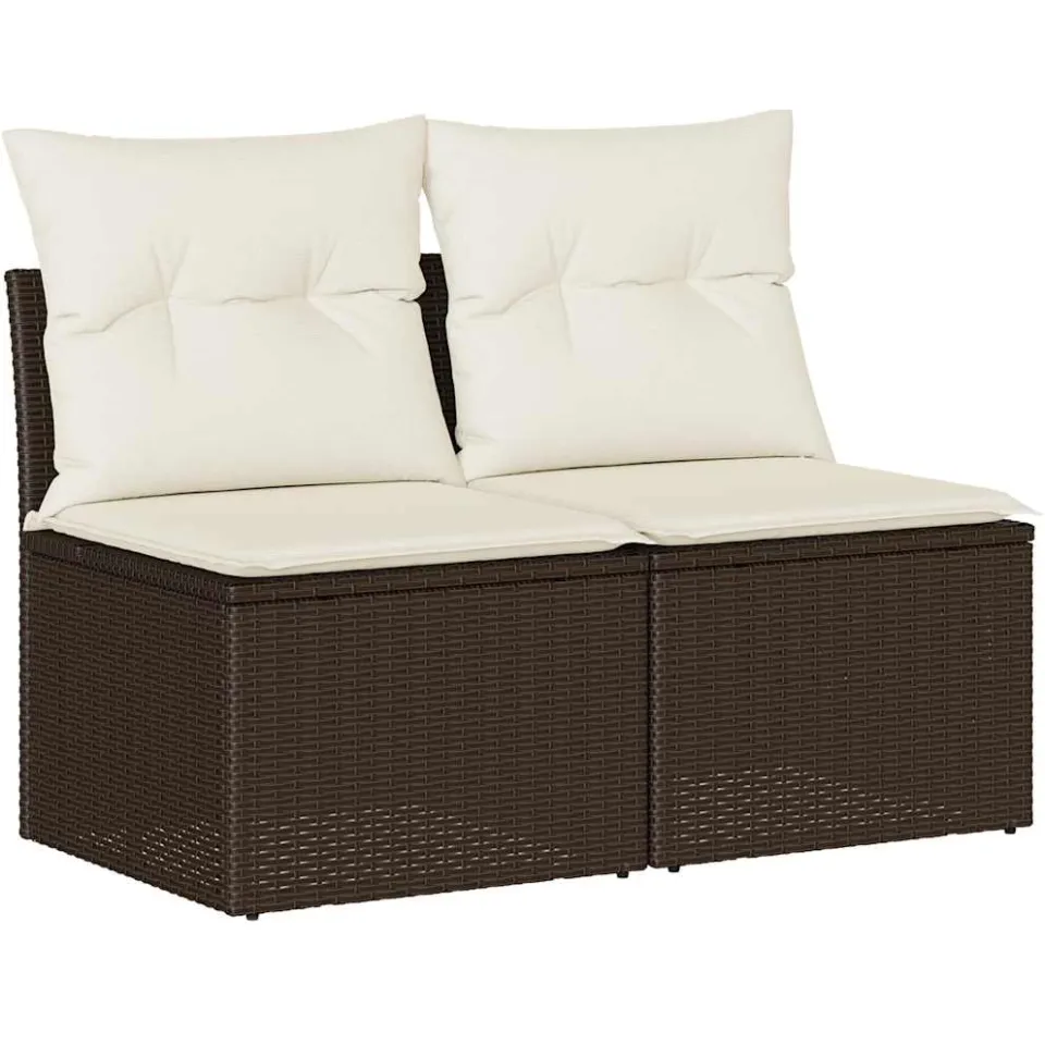 vidaXL 2-delige Loungeset met kussens poly rattan acacia bruin