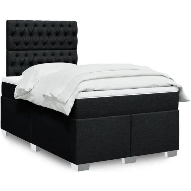 vidaXL Boxspring met matras stof zwart 120x200 cm
