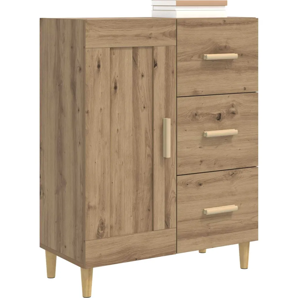 vidaXL Dressoir Artisanaal eiken 69,5 x 34 x 90 cm Bewerkt hout, foto 4