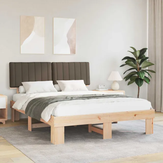 vidaXL Bedframe met Gevoerd Hoofdgedeelte Taupe 150 x 200 cm