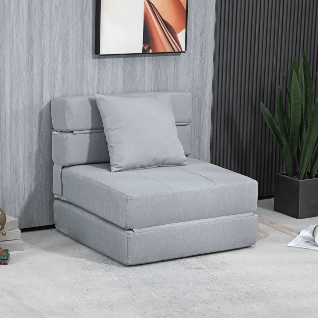 CHICFURN Slaapfauteuil - 2-in-1 - Opklapbaar - Lichtgrijs