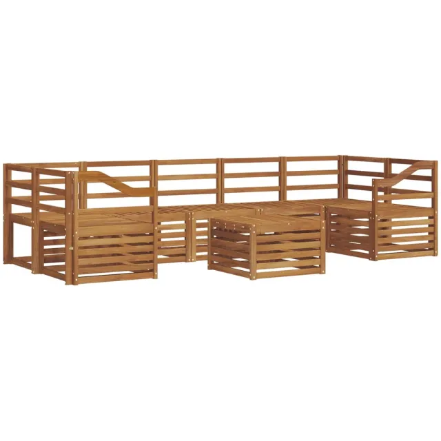 vidaXL Buiten - bank - set - 8 - st - Naturel - Massief - Acacia - Hout