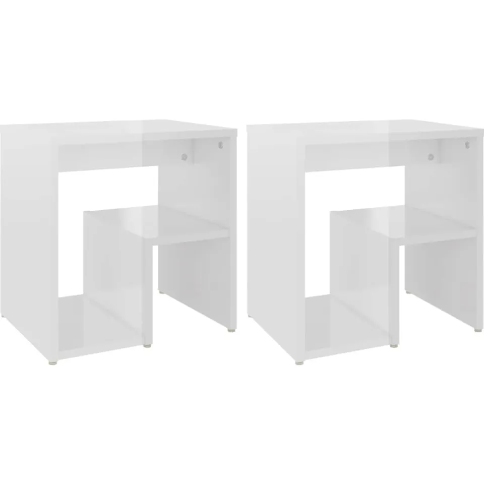 vidaXL Nachtkastjes 2 st 40x30x40 cm bewerkt hout hoogglans wit