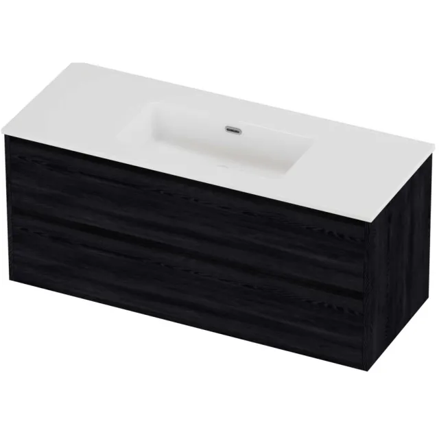 Proline Tribute Badmeubelset Porselein Elegant 2 Laden 120x46x54 cm Glans Wit Black Oak Eiken