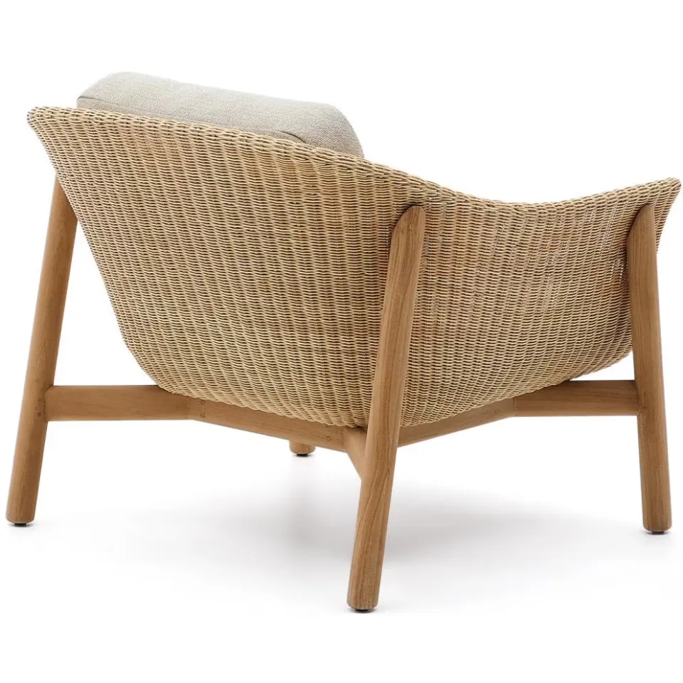 Kave Home Galea fauteuil teakhout rattan, foto 4