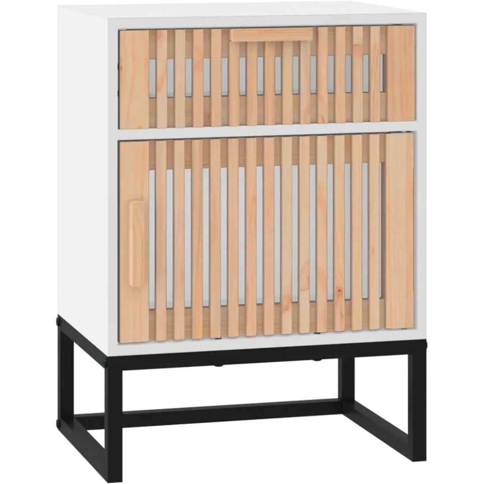 vidaXL Nachtkastje 40x30x55,5 cm bewerkt hout en ijzer wit